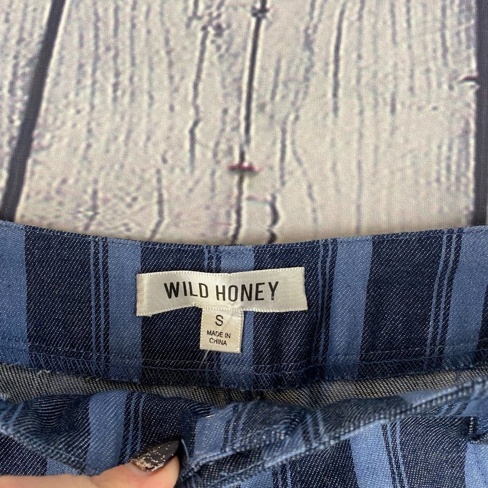 Wild Honey Striped High Waisted Chambray Twill Pants - Picture 5 of 8